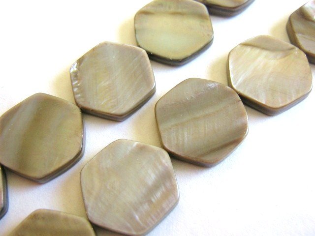 Brown 16x18mm Hexagon Shell Beads
