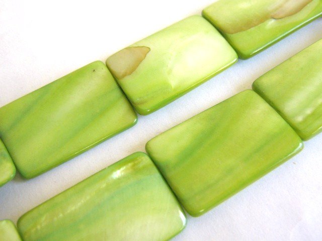 Green 20x30mm Rectangle Shell Beads