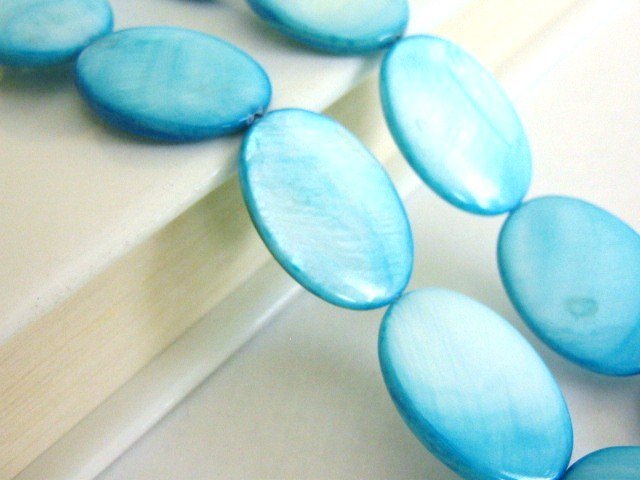 Blue Shell 18x25mm Flat Oval Beads