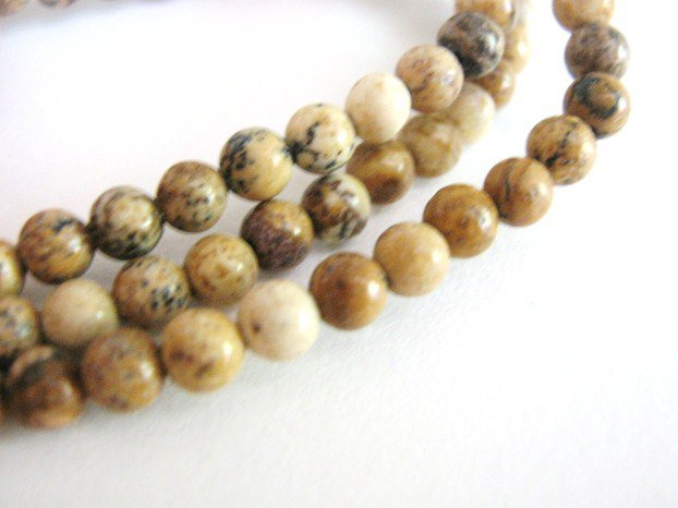 Picture Jasper 4mm Round Gemstone Beads