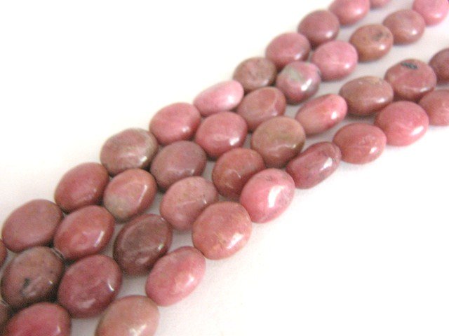 Gemstone Rhodonite Beads Flat 10x8mm Oval Pink