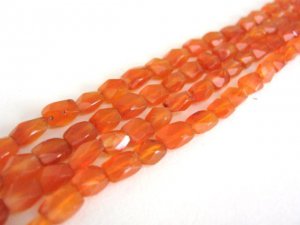 Carnelian Gemstone Beads 5x6-8mm Faceted Rectangle