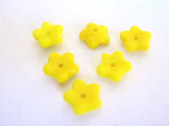 Yellow Opaque 8mm Flower Czech Glass Beads
