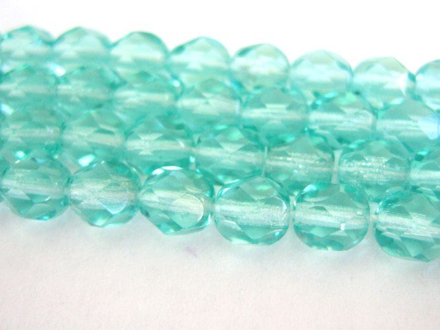Light Aqua 10mm Faceted Round Blue Czech Glass Beads