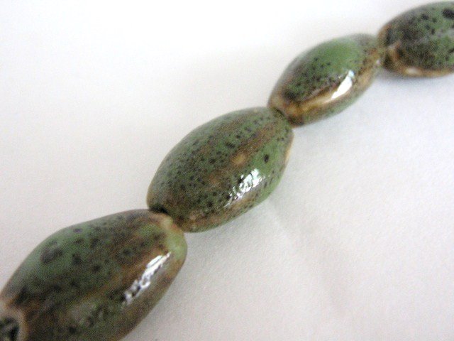 Honey Green 18x10mm Oval Porcelain Beads