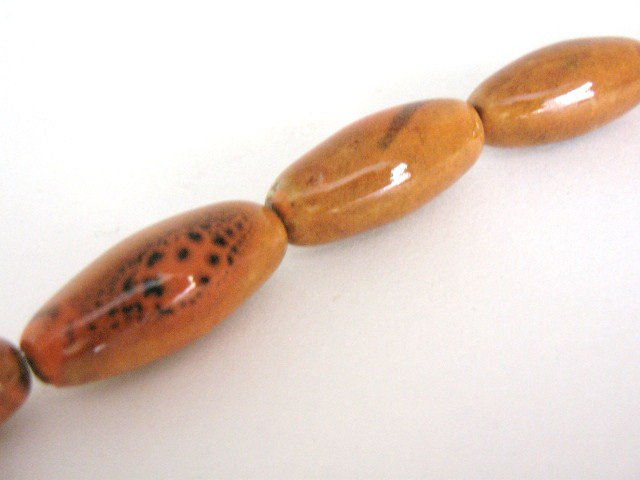 Orange 28x12mm Coin Porcelain Beads Flat Round