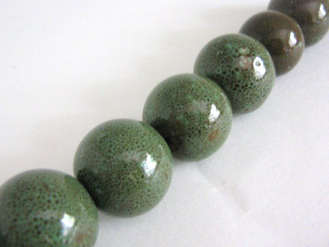 Honey Green 22mm Round Porcelain Beads