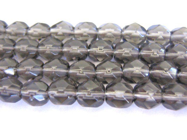 Smoke Gray 10mm Faceted Round Czech Glass Beads Fire Polished