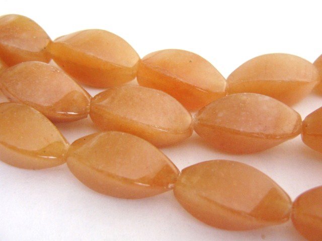 8x16mm Oval Twist Red Aventurine Gemstone Beads