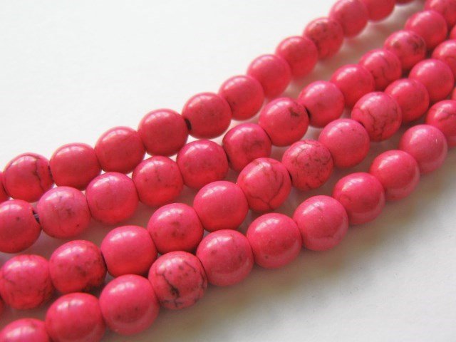 7mm Round Pink Howlite Gemstone Beads