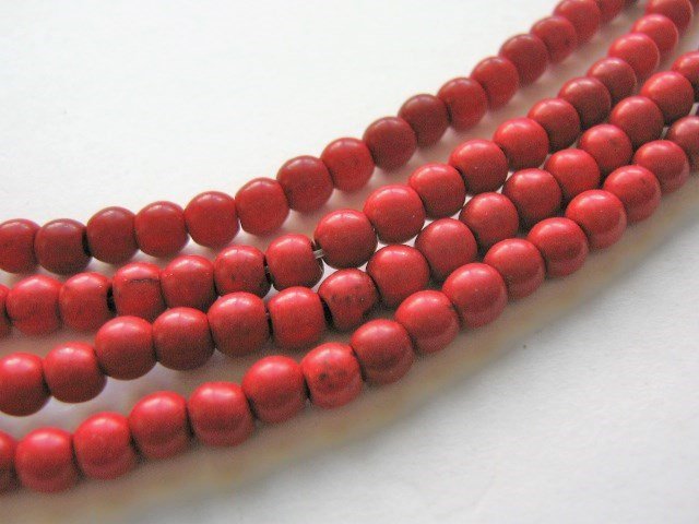5mm Round Red Howlite Gemstone Beads Imitation Turquoise