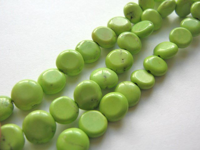 10mm Coin Green Howlite Gemstone Beads Flat Round Imitation Turquoise