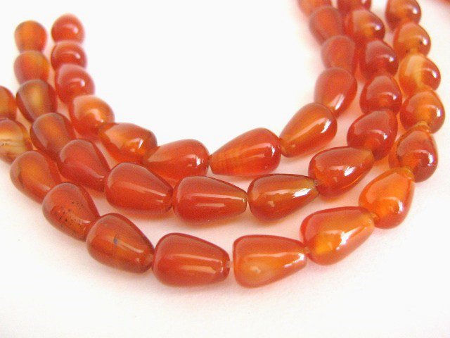7x10mm Teardrop Carnelian Gemstone Beads