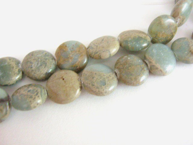 Aqua Terra Jasper 13mm Coin Impression Jasper Gemstone Beads