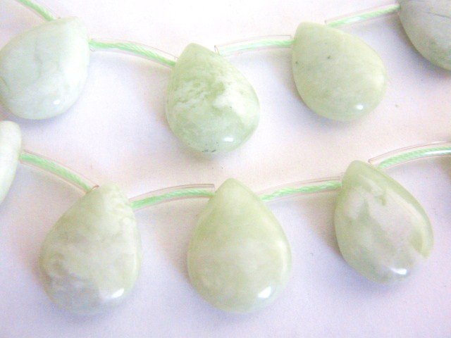Green Jade 16x21mm Teardrop Top Drilled Gemstone Beads