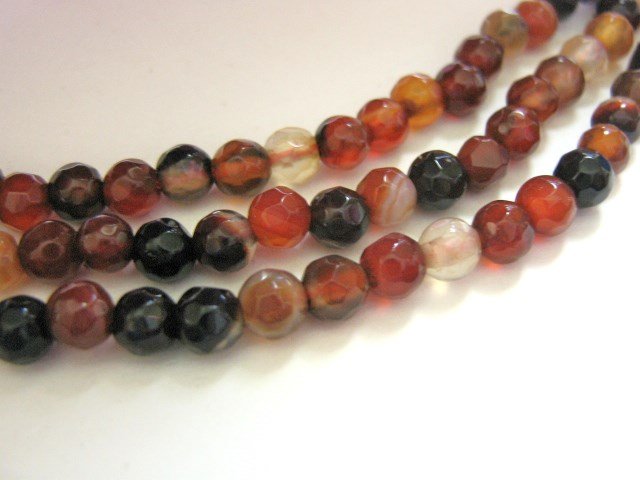 Red Black Agate 4.5mm Faceted Round Gemstone Beads