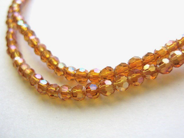 Orange AB 3mm Faceted Round Crystal Glass Beads