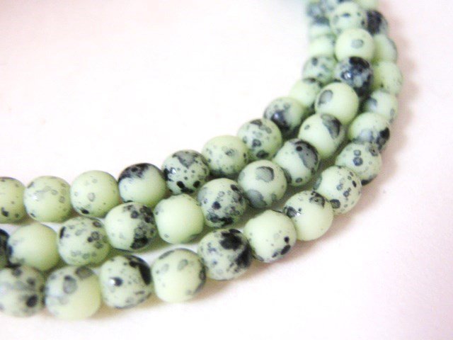 4mm Round Tea Green Birds Egg Czech Glass Beads