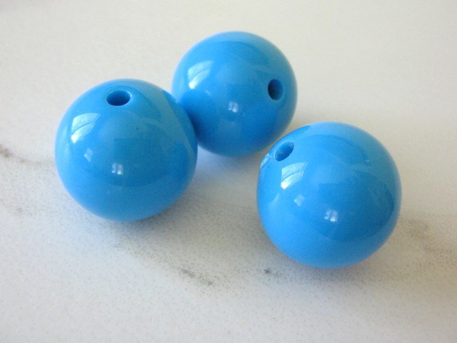 Opaque Blue 20mm Round Beads Acrylic Bubblegum