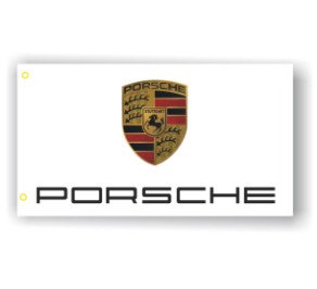 Porsche 3D Logo White BANNER Flag