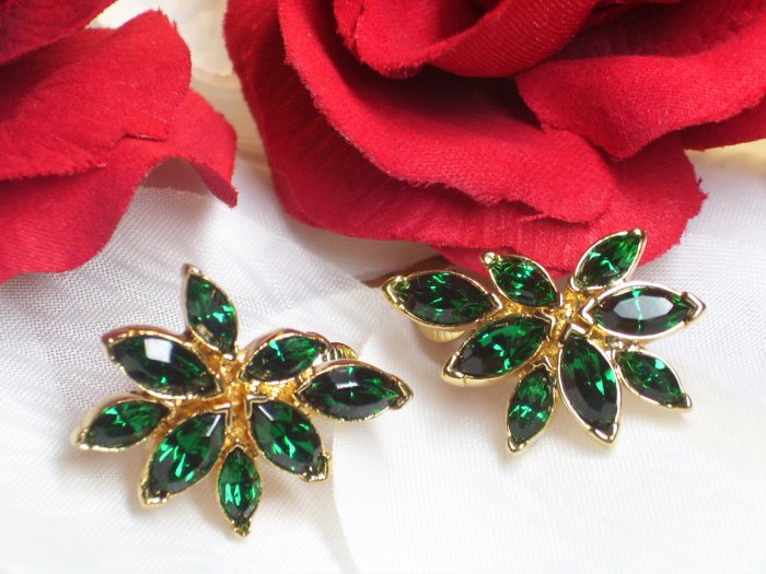 Emerald Green Rhinestone Earrings