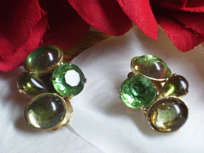Green Poured Glass Earrings