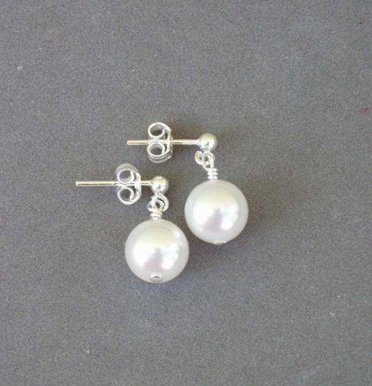 Swarovski Crystal White Pearl Sterling Silver Drop Earrings