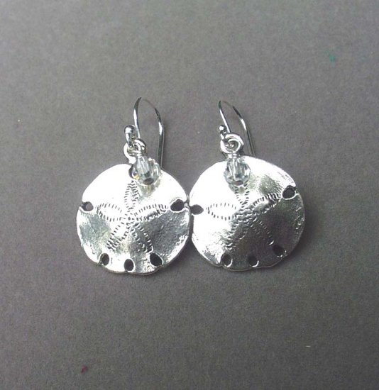 Sand Dollar Earrings with Swarovski Crystal Accents