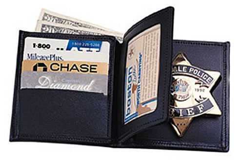 Boston Leather 175 Book Style Badge Wallet with 3 Credit Card Slots