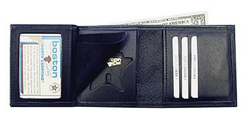 Boston Leather 375 Tri-Fold Badge Wallet with 6 Credit Card Slots