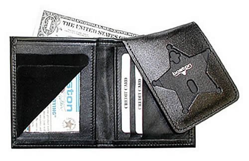 Boston Leather 575 Book Style Badge Wallet with Flip-Out Badge Flap
