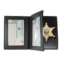 Boston Leather 122 Book Style Badge Case with Two ID Windows