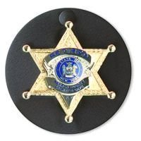Boston Leather Round Clip-On Badge Holder with Snap Closure