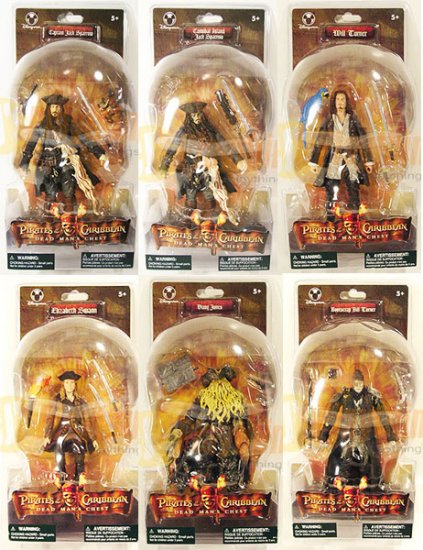 DISNEY PIRATES OF CARIBBEAN set of 6 w/ JACK SPARROW Dead Man's Chest EXCLUSIVE