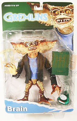 NECA GREMLINS Action Figure BRAIN w/ flask, book, glasses