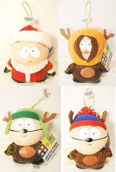 South Park Holiday Xmas Ornament Plush set of Cartman Kenny Kyle Stan