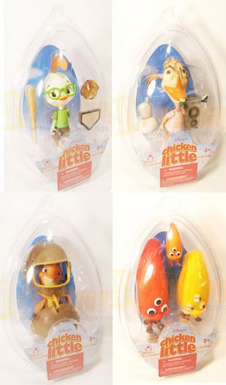 Disney Action Figure Chicken Little set of 4 w/ Chicken Little Abby Fish Aliens