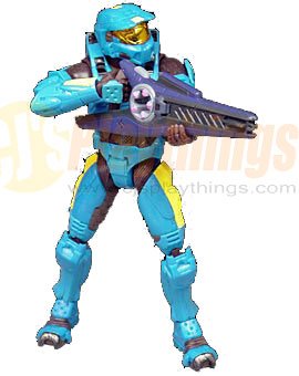 XBOX HALO 2 SERIES 7 CYAN SPARTAN w/ Beam Rifle SMG frag grenade plasma grenade