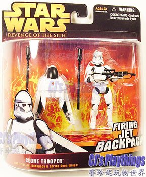 Star Wars Revenge of the Sith CLONE TROOPER FIRING JET BACKPACK