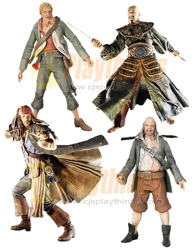 PIRATES OF CARIBBEAN At World's End Series 1 Set of 4 w/ Jack Sparrow Sao Feng Pintel Ragetti