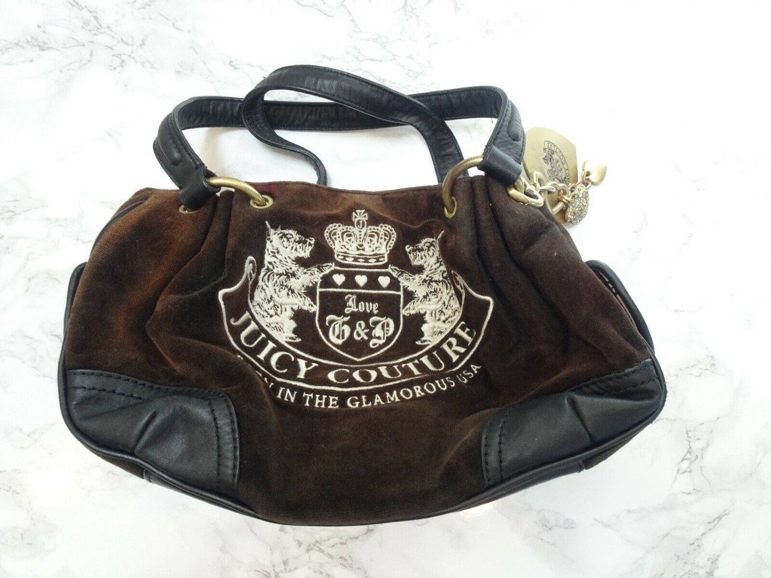 Vtg Juicy Couture Off Black Velvet Purse Handbag