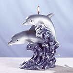Double Dolphin On Wave Candle
