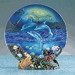 Alabastrite Dolphin Plate With Stand