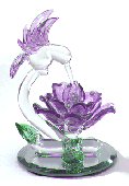 Glass Sculpture Hummingbird With Flower