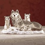 Alabastrite Wolf Family On Snow