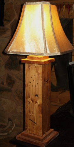 Handmade Rustic Pine Wood Table Lamp Cabin Lodge Lighting