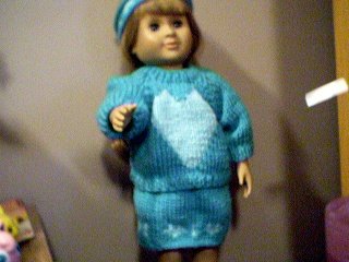 Handmade Valentine Three Piece Knit Outfit for 18 inch American Girl Doll