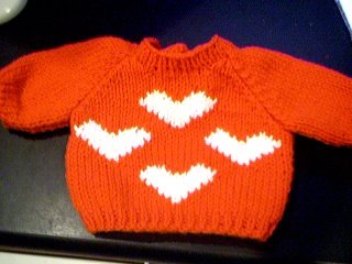 Handmade Valentine Four Hearts Sweater for 16 inch Cabbage Patch Kid Doll