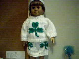Handmade St Patrick's Day Shamrock Three Piece Outfit for 18 inch American Girl Doll