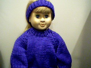 Handmade Pullover Sweater and Matching Headband Set for 18 inch American Girl Doll